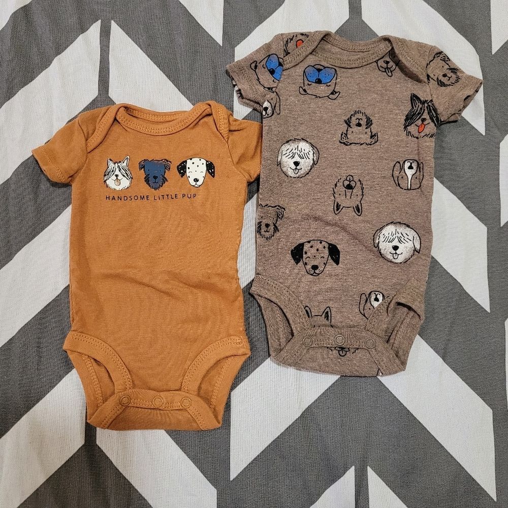 Carter's Size Newborn Dog 2 Onesies Bundle